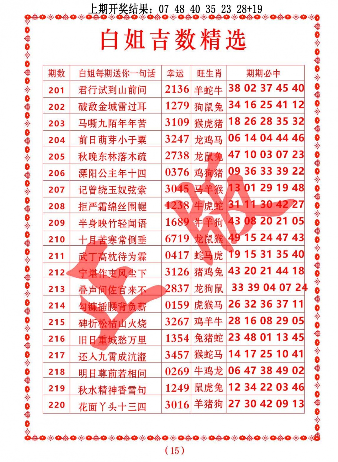 白姐吉数精选