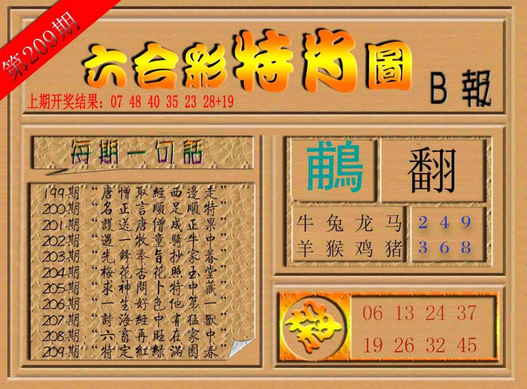六合彩特肖图（B报）