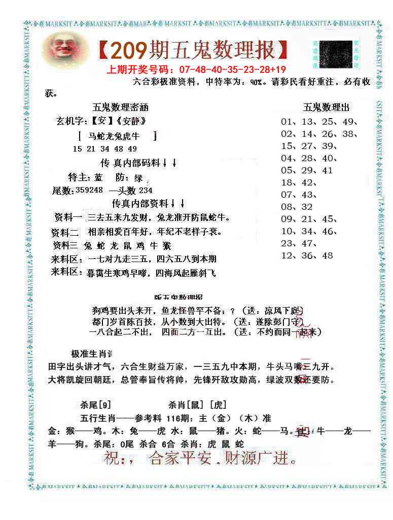 五鬼数理报